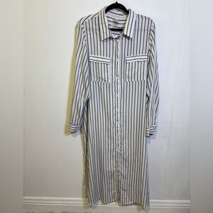 Striped Long Sleeve Shirt Dress 2X